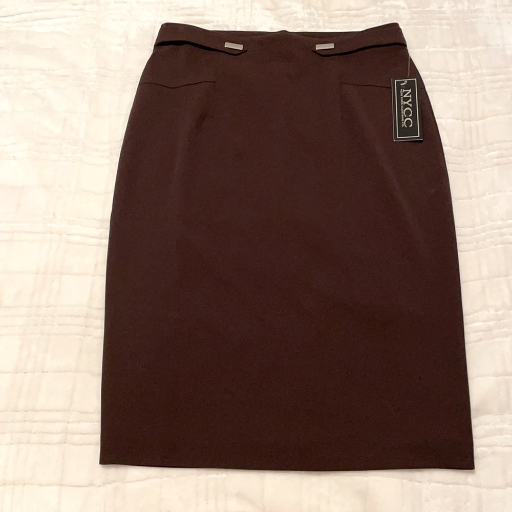 NY&Co Brown Stretchy Pencil Skirt